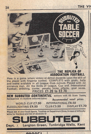 Subbuteo advert from The Victor issue 570. © D.C. Thomson & Co. Ltd.