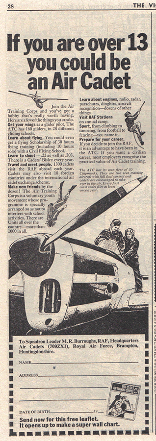 An Air Cadet advert. The Victor issue 502. © D.C. Thomson Co. Ltd