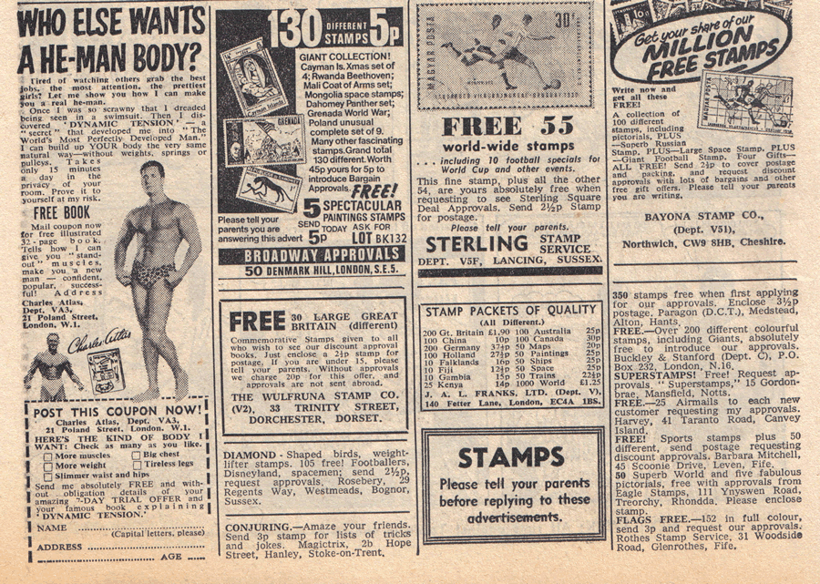 An advert for stamps from The Victor issue 571. © D.C. Thomson & Co. Ltd.