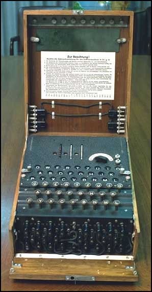 An Enigma machine.